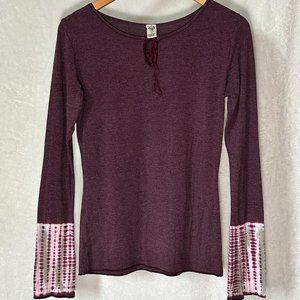 Prana Long Sleeve Top with Tie-Dyed Cuffs